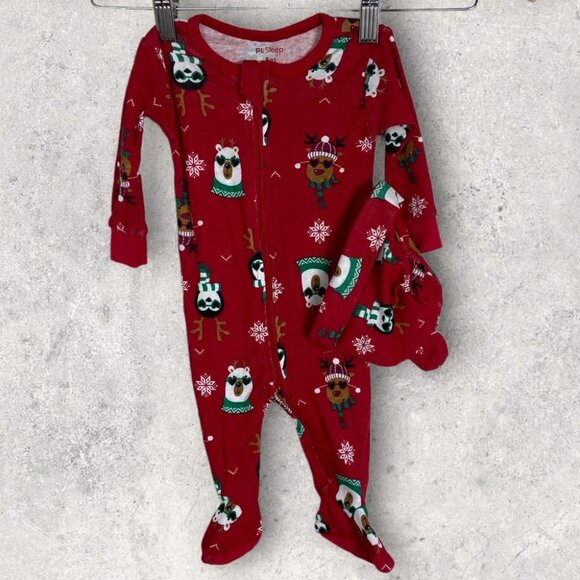 NEW Nordstrom One Piece Christmas Sleep Set Matching Hat Size 3M Baby Petite Lem - Picture 5 of 12